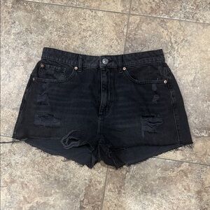 Garage Black Ripped Jean Shorts